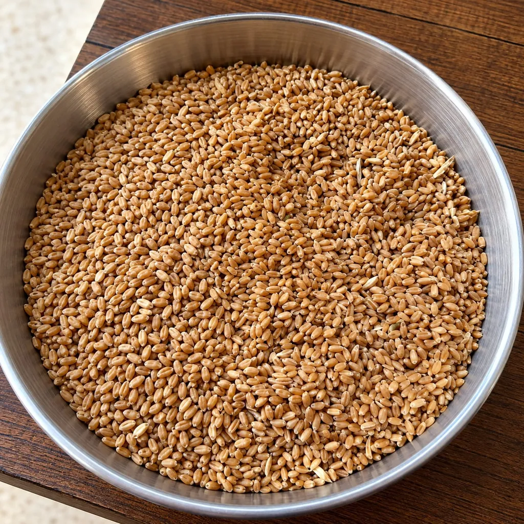 Amostra de trigo em bandeja para classificação